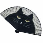 Bamboe vouwwaaier met kattenmotief