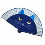 Bamboe vouwwaaier met kattenmotief